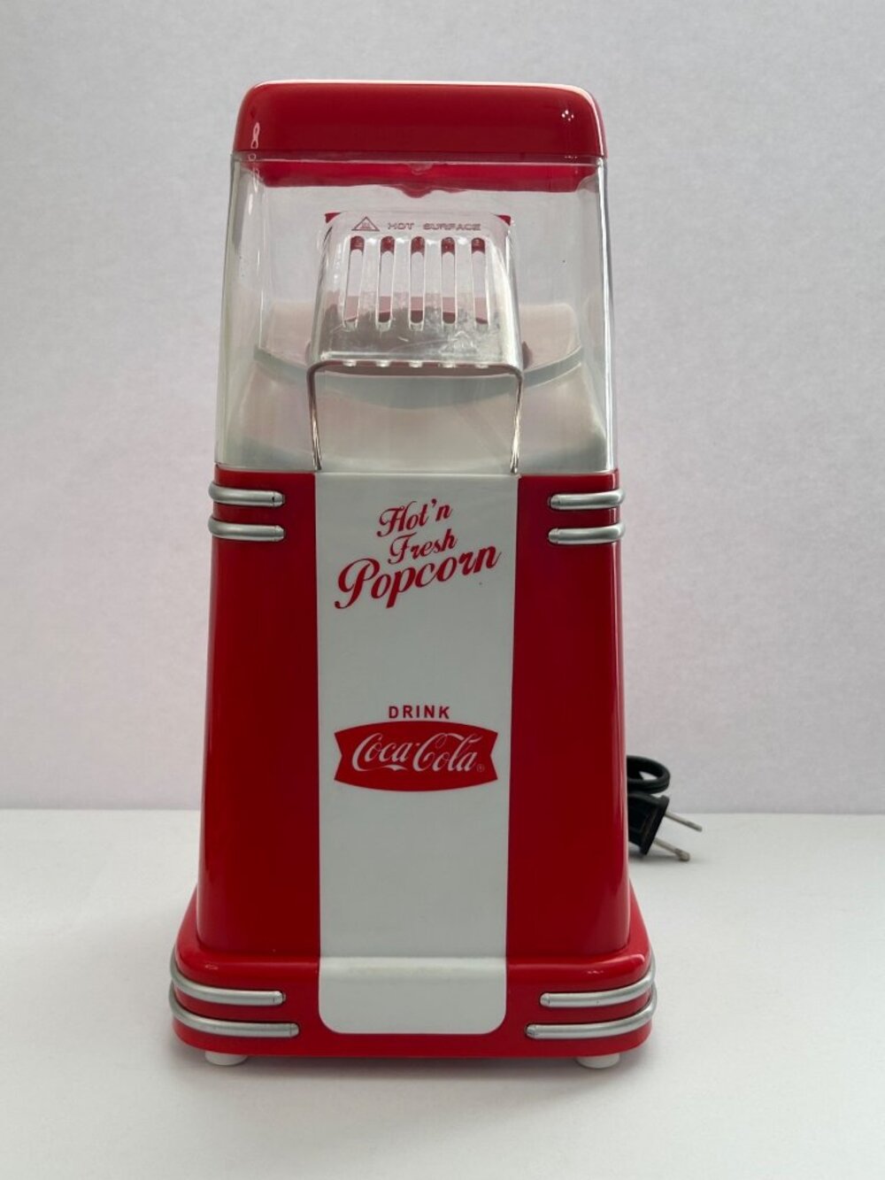 Nostalgia Retro Coca-Cola Hot Air Popcorn Maker Vintage-Style Red White Movie